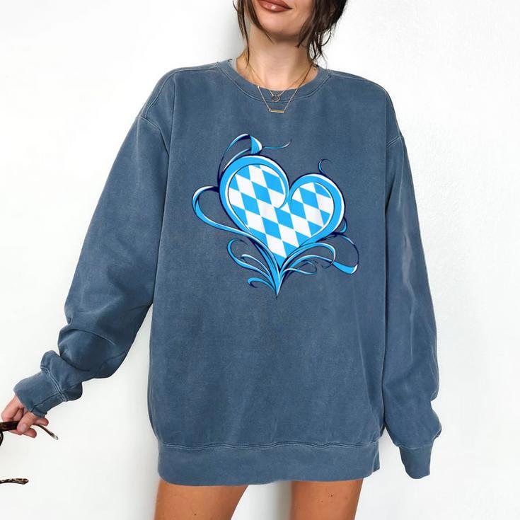 Bavarian Flag As Heart Blue Diamond Bavaria Comfort Colors Sweatshirt