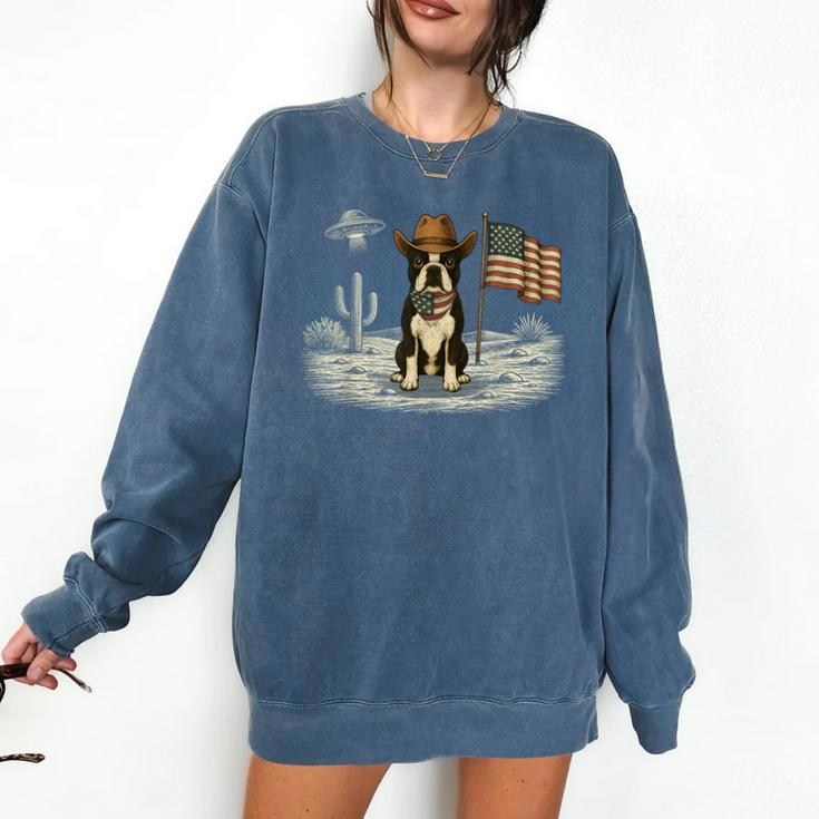 Boston Terrier 4th Of July US American Flag Dog Patriotic Comfort Colors Sweatshirt