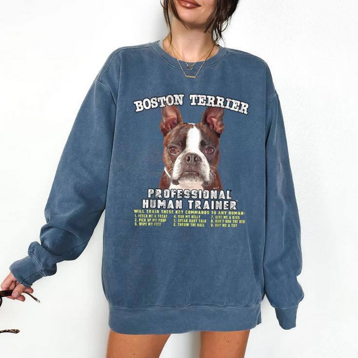 Boston Terrier Brindle Dog Professional Human Trainer Comfort Colors Sweatshirt