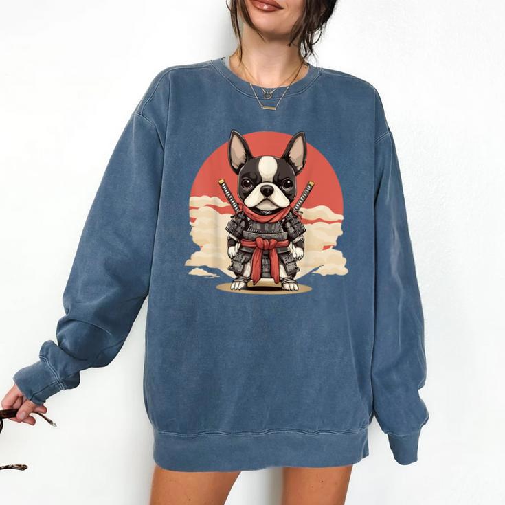Boston Terrier Dog Japanese Style Samurai Dogs Comfort Colors Sweatshirt