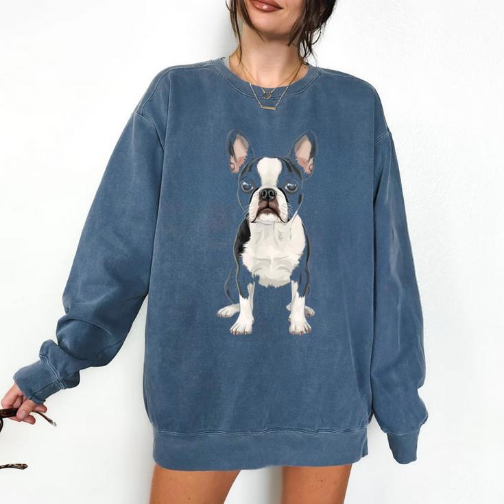 Boston Terrier Dog Motif Pet Art Boston Terrier For Men Women Kids Comfort Colors Sweatshirt