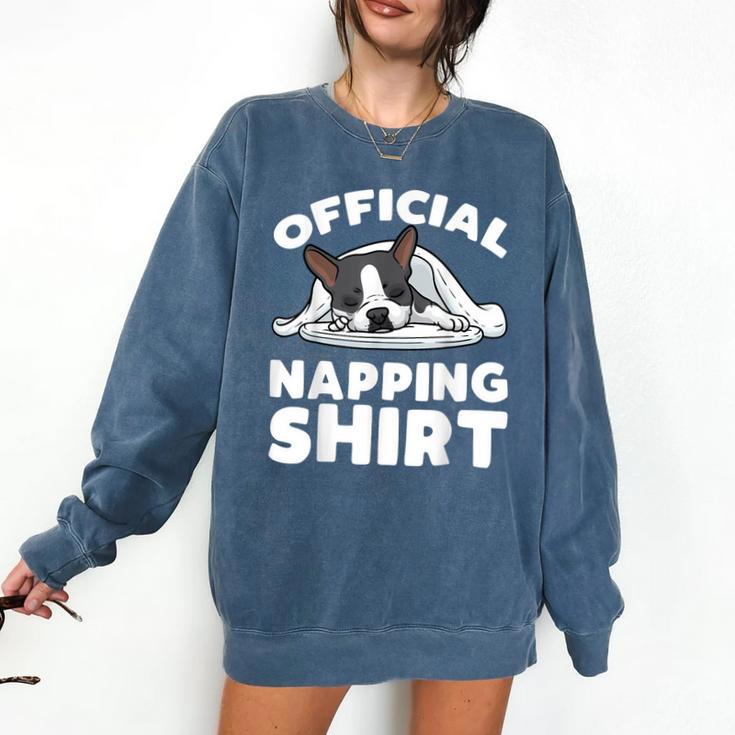Boston Terrier Dog Official Sleeping Shirt Men Women Kids Comfort Colors Sweatshirt