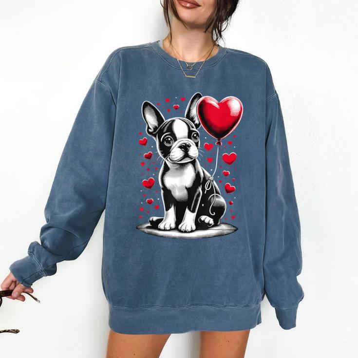 Boston Terrier Dog Valentine's Day Dog Owner Comfort Colors Sweatshirt
