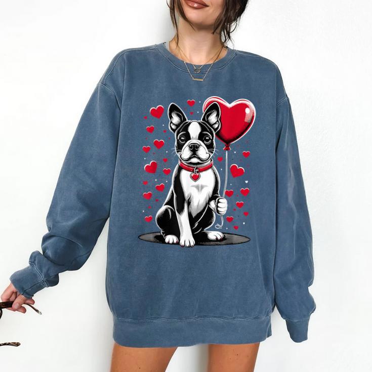 Boston Terrier Dog Valentine's Day Dog Owner Valentine Comfort Colors Sweatshirt