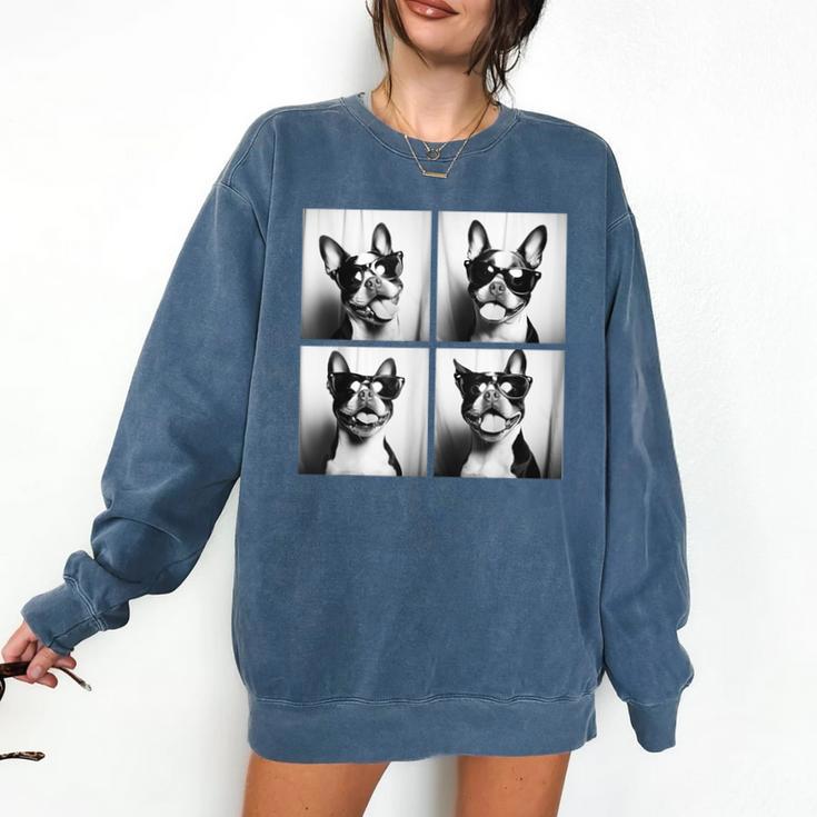 Boston Terrier Dogs With Sunglasses Photo Pets Meme Comfort Colors Sweatshirt
