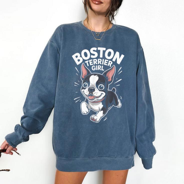 Boston Terrier Girl Cute Cartoon For Dog Owners Pet Terrier Comfort Colors Sweatshirt