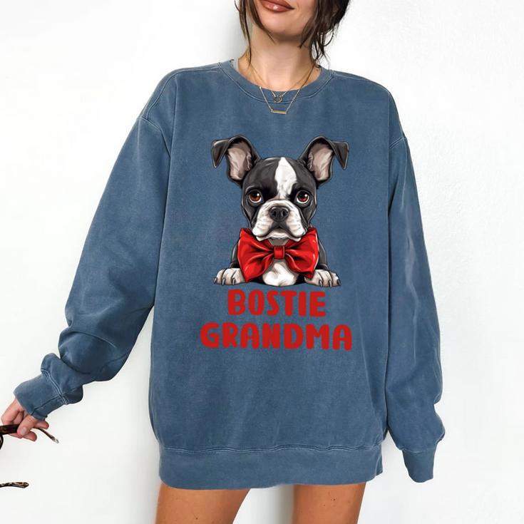 Boston Terrier Grandma Dog Lovers Puppy Bostie Owner Comfort Colors Sweatshirt