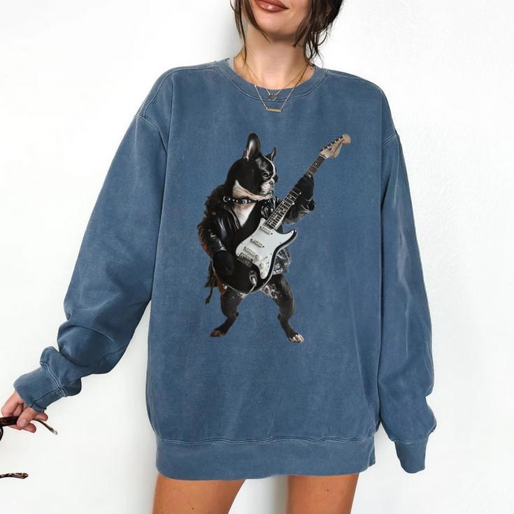 Boston Terrier Guitar Comfort Colors Sweatshirt