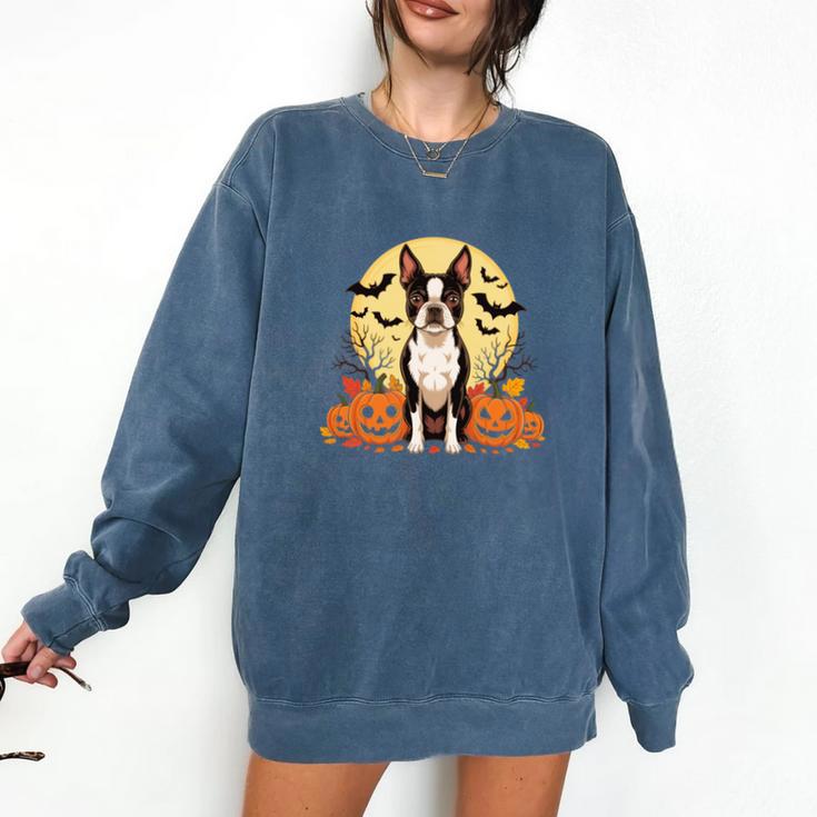 Boston Terrier Halloween Dog Lover Pumpkin Costume Comfort Colors Sweatshirt