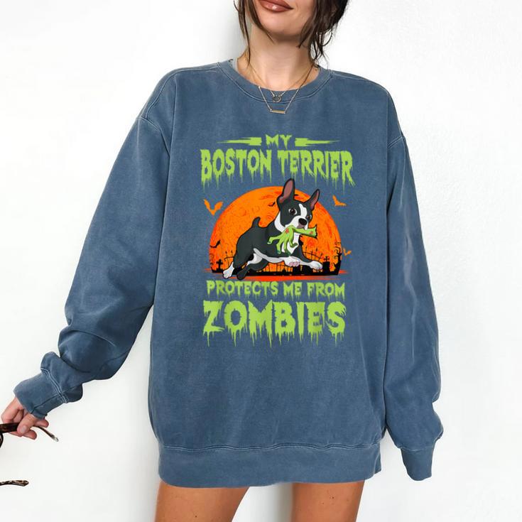 Boston Terrier Halloween Zombie American Gentleman Dog Lover Comfort Colors Sweatshirt