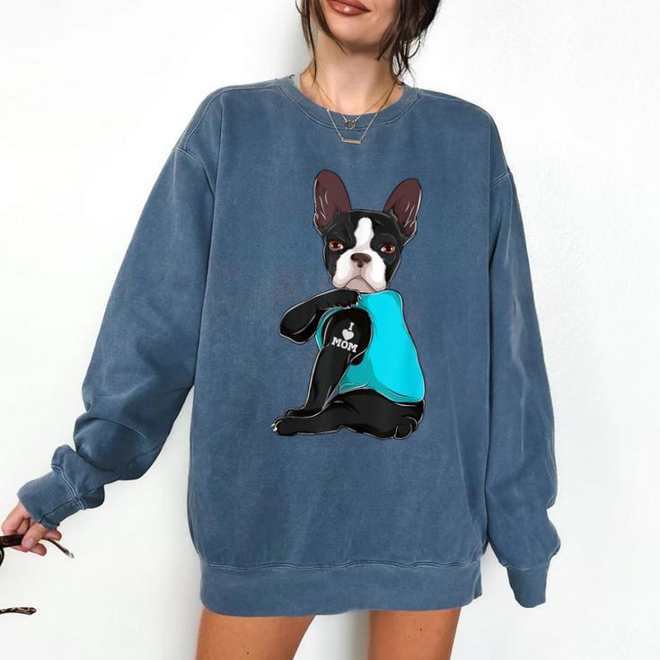 Boston Terrier I Love Mom Apparel Comfort Colors Sweatshirt
