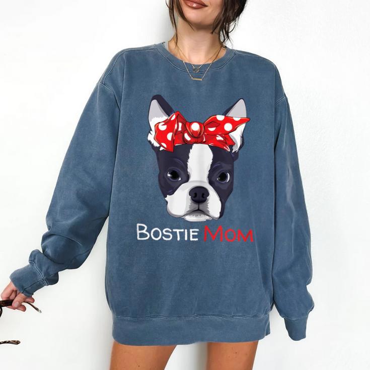 Boston Terrier Mom Bostie Women Girls Comfort Colors Sweatshirt