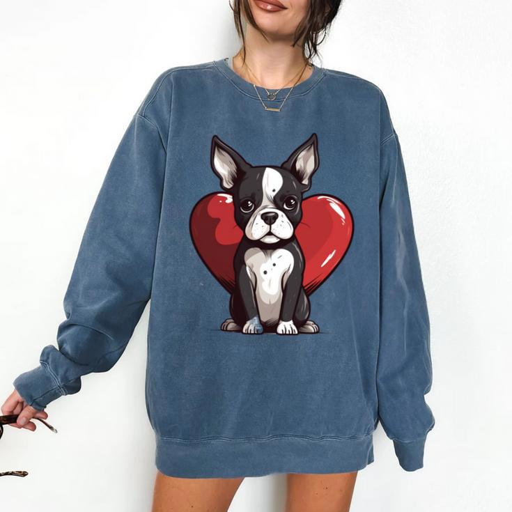 Boston Terrier Mom Dad Bostie Dog Lover Valentines Day Comfort Colors Sweatshirt