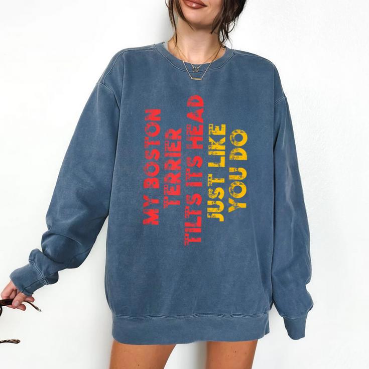Boston Terrier Mom Dad Dog Lover Owner Women Men Comfort Colors Sweatshirt