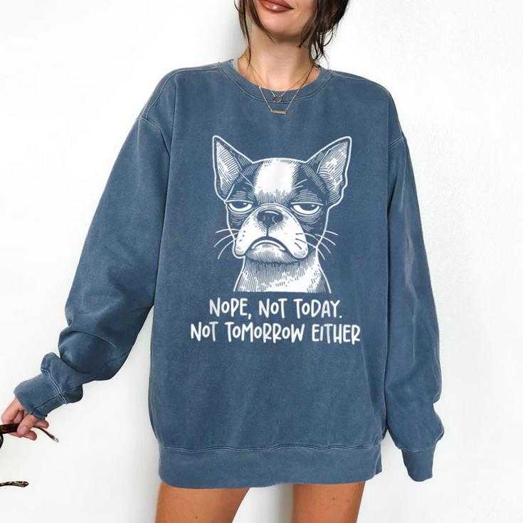 Boston Terrier Nope Not Today Not Tomorrow Either Sarcastic Comfort Colors Sweatshirt