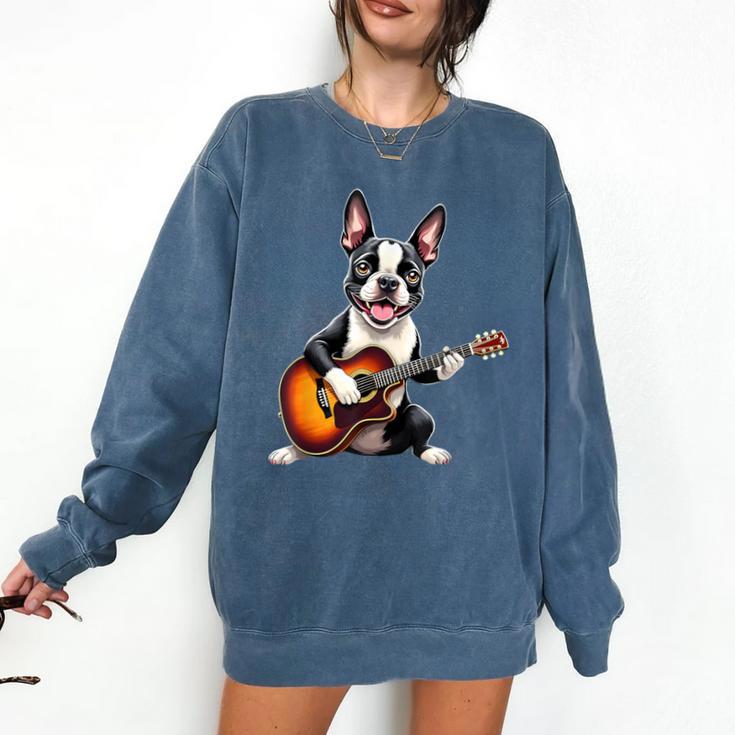 Boston Terrier Playing Guitar Boston Terrier Comfort Colors Sweatshirt