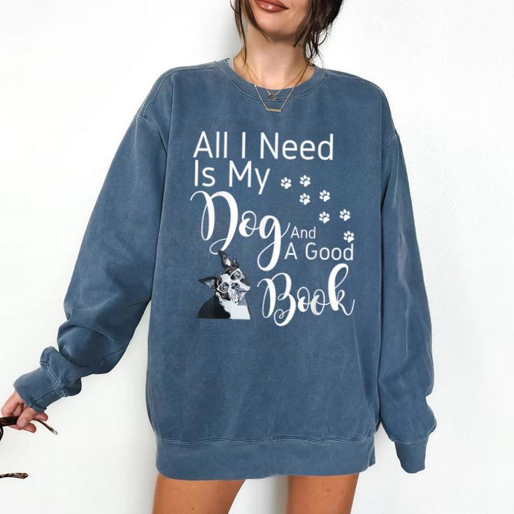 Boston Terrier Reading Books Love My Dog Men Women Kids T-Shirt Comfort Colors Sweatshirt