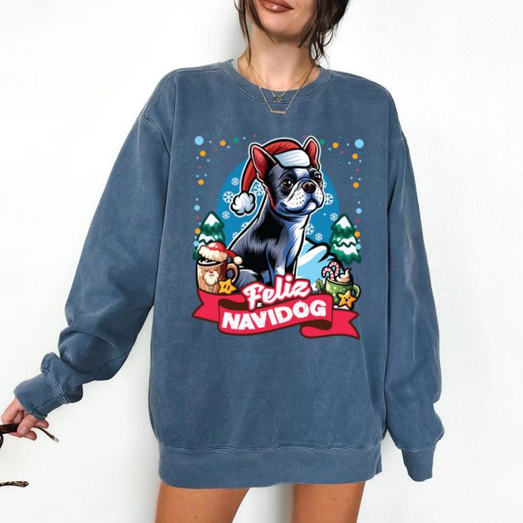 Boston Terrier Santa Claus Coffee Mug Merry Christmas Dogs Comfort Colors Sweatshirt