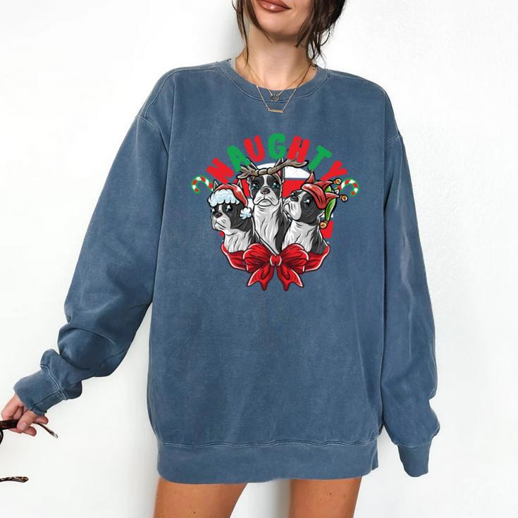 Boston Terrier Santa Claus Elf Reindeer Christmas Dog X-Mas Comfort Colors Sweatshirt