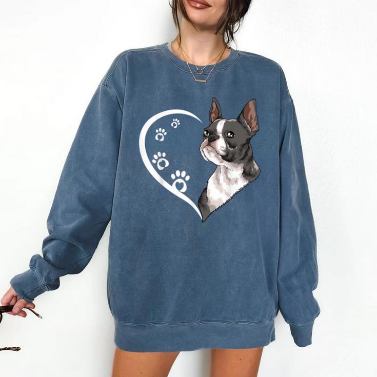 Boston Terrier Shirts For Women Girls Kids Heart Cute Comfort Colors Sweatshirt