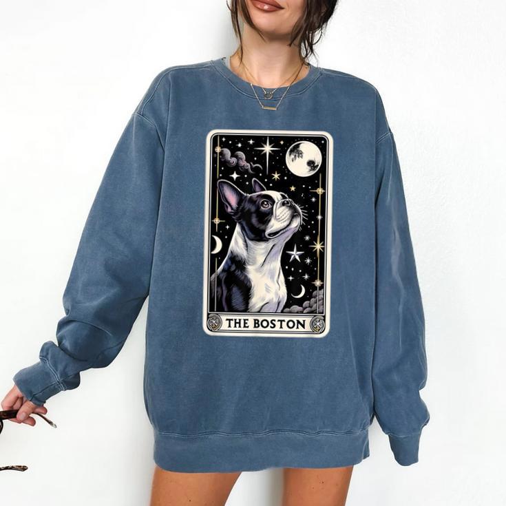 Boston Terrier Tarot Card Star With The Moon Men Women Kids Comfort Colors Sweatshirt