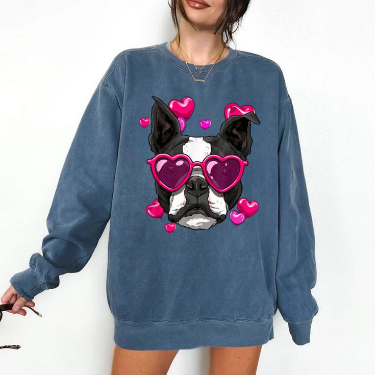 Boston Terrier Valentines Day Shirt Heart Dog Lover Comfort Colors Sweatshirt