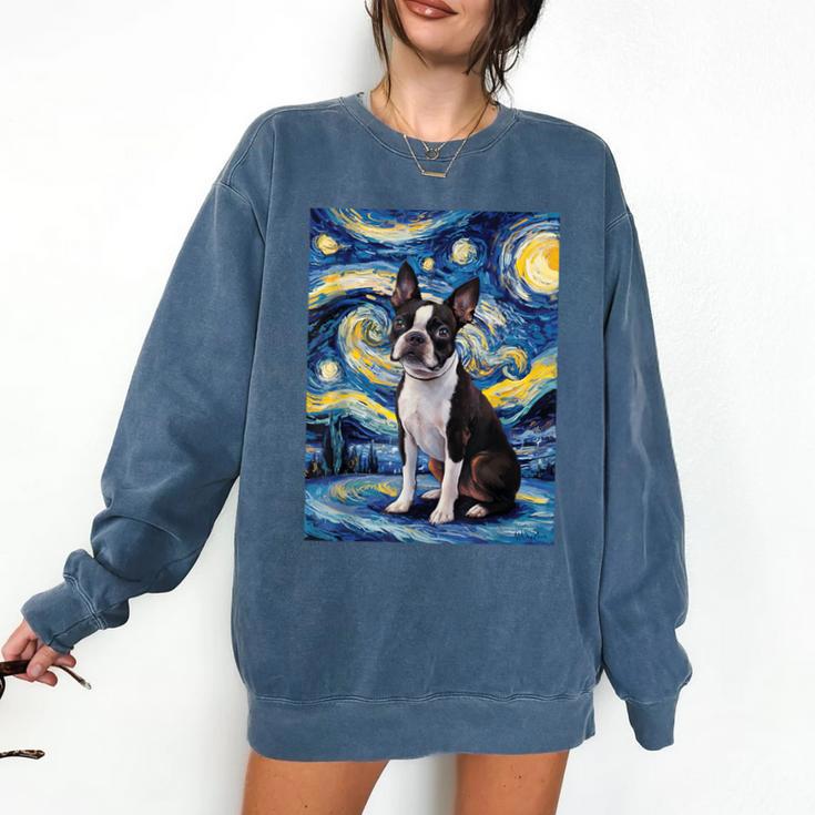 Boston Terrier Van Gogh Starry Night Comfort Colors Sweatshirt