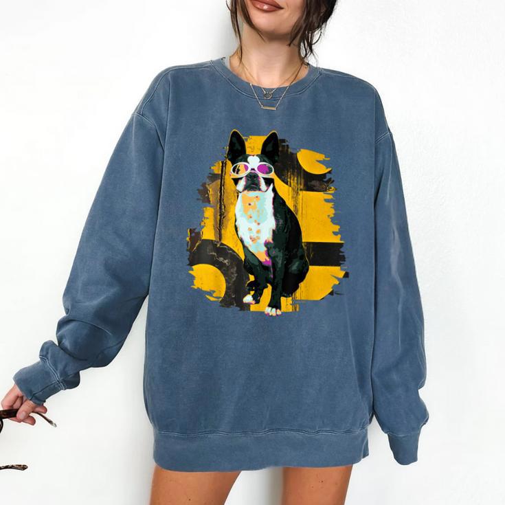 Boston Terrier s Mid-Century Modern Art s Street Grunge Comfort Colors Sweatshirt