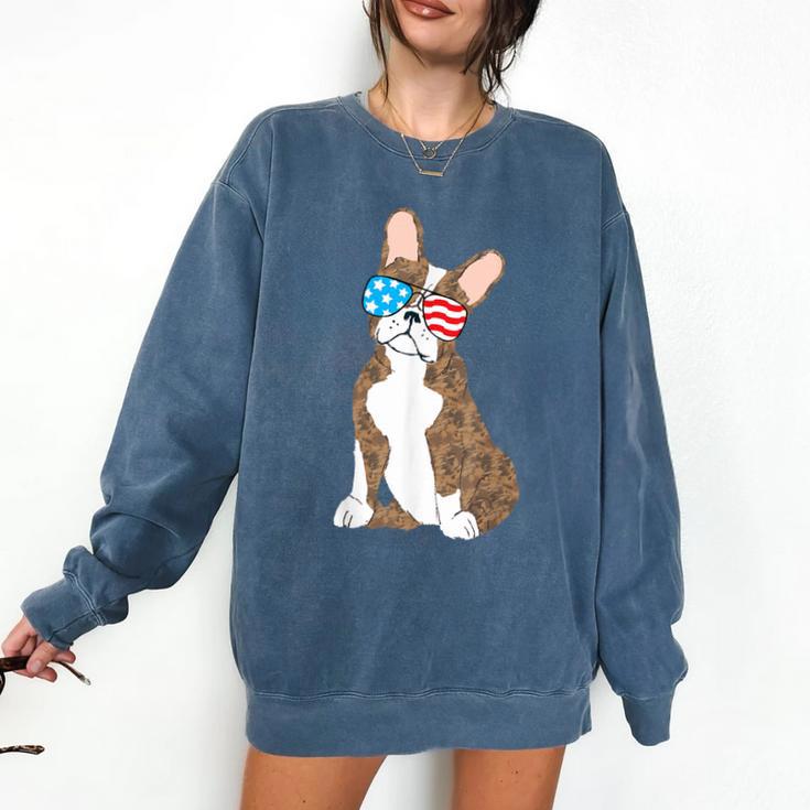 Brindle Boston Terrier Dog Patriotic Shirt USA Flag Comfort Colors Sweatshirt