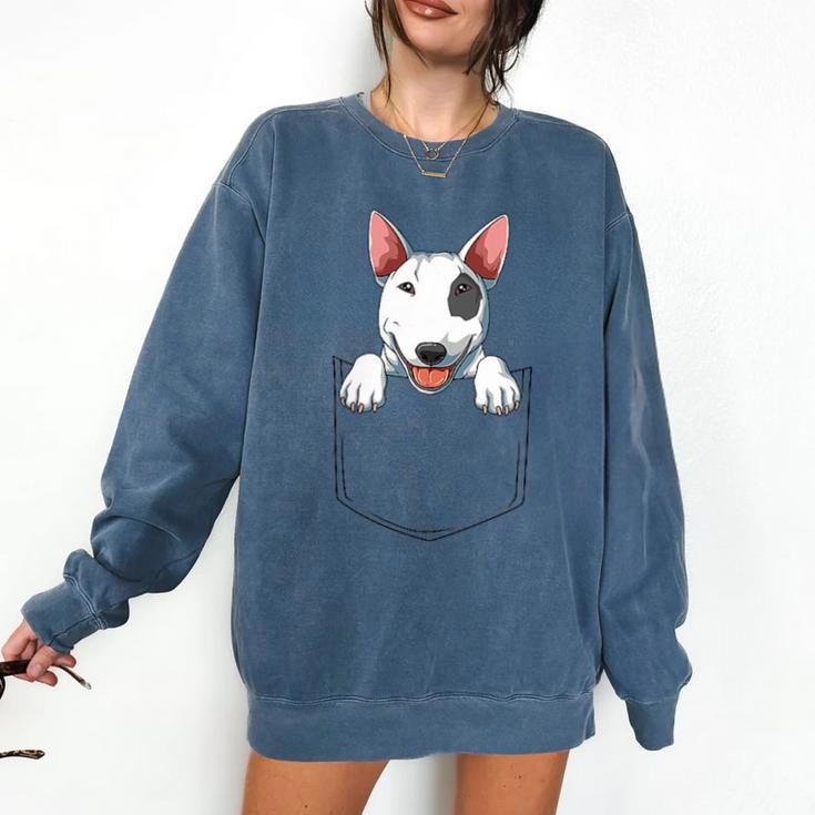 Bull Terrier Pocket Bull Terrier Peeking Out Pocket Comfort Colors Sweatshirt