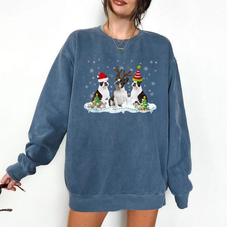 Christmas Boston Terrier Santa Dog Lover Comfort Colors Sweatshirt