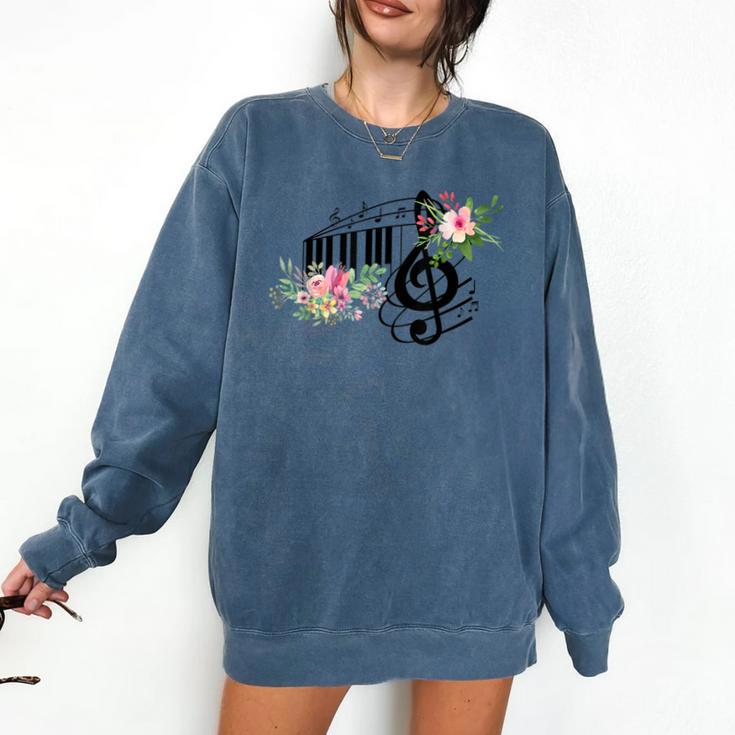 Cut Music Teacher Shirt With a Piano Keys Notes And Flowers Comfort Colors Sweatshirt Cut Music Teacher Shirt With a Piano Keys Notes And Flowers Comfort Colors Sweatshirt