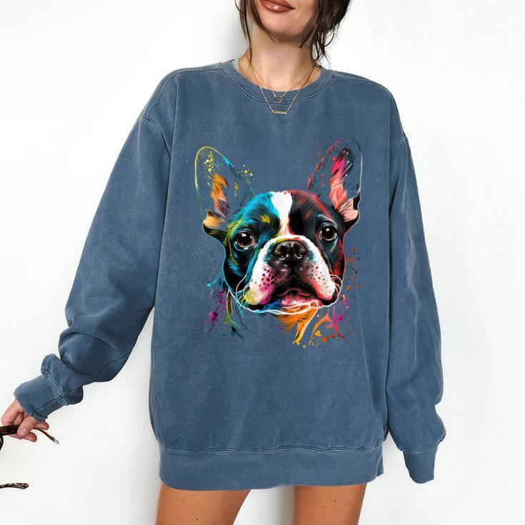 Cute Boston Terrier Puppy Dog Art Lover Unique Painting For Men Women Kids Comfort Colors Sweatshirt