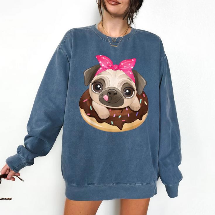 Cute Pug Shirt Donut Girls Dog Comfort Colors Sweatshirt