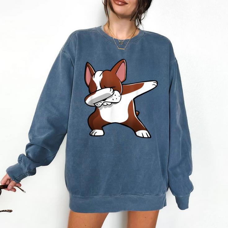 Dabbing Red Boston Terrier Dab Dance Dog Men Women Kids Comfort Colors Sweatshirt