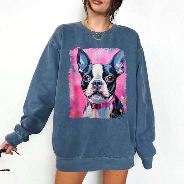 Dog Pink Boston Terrier Comfort Colors Sweatshirt