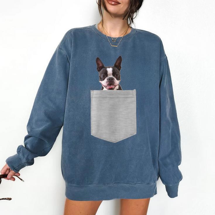 Dog In Your Pocket Boston Terrier For Men Women Girls Kids Comfort Colors Sweatshirt
