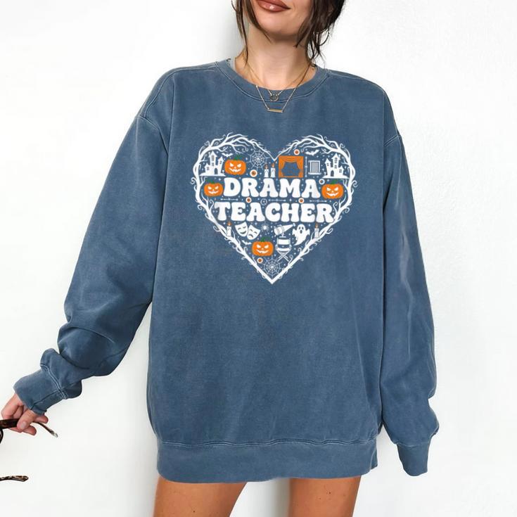 Drama Teacher Heart Pumpkin Ghost Halloween Kids Comfort Colors Sweatshirt Drama Teacher Heart Pumpkin Ghost Halloween Kids Comfort Colors Sweatshirt