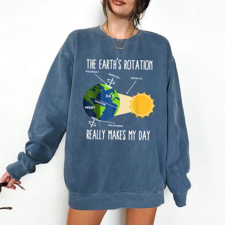 Earth Rotation Earth Day Science Teacher Kids Women Comfort Colors Sweatshirt