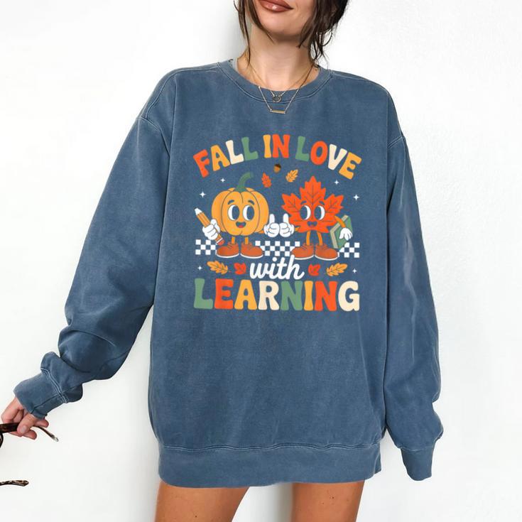 Fall In Love With Learning Shirt Autumn Thanksgiving Teacher Comfort Colors Sweatshirt