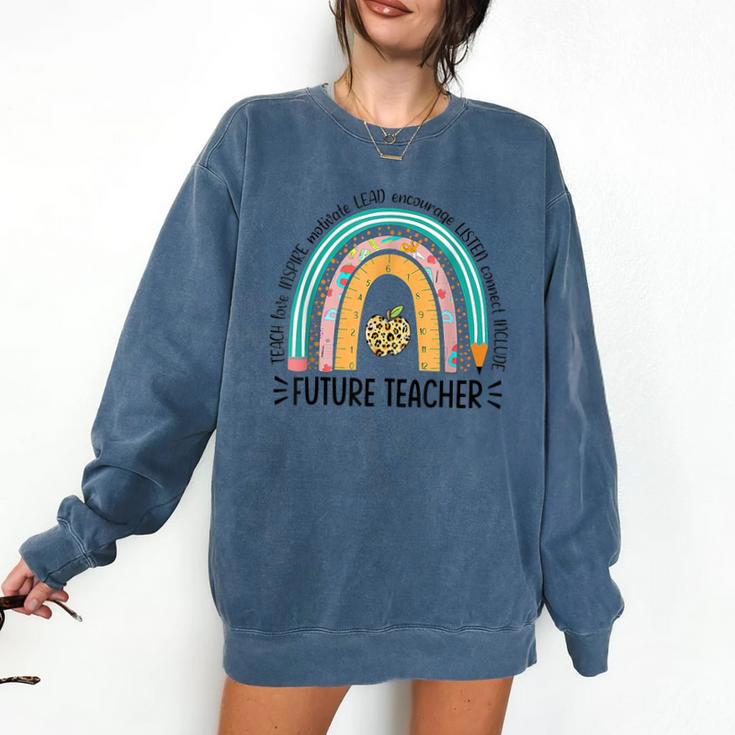 Future Teacher Cute Rainbow Leopard Teacher Outfit For Men Women Girls Kids Comfort Colors Sweatshirt Future Teacher Cute Rainbow Leopard Teacher Outfit For Men Women Girls Kids Comfort Colors Sweatshirt