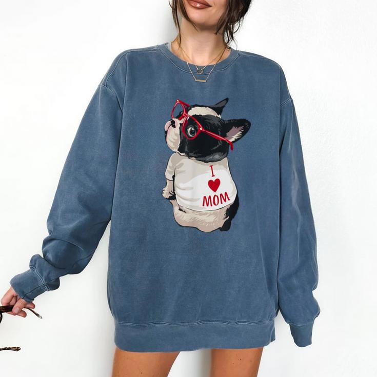 Girls I Heart Mom Love Mama Boston Terrier Dog Lover Comfort Colors Sweatshirt