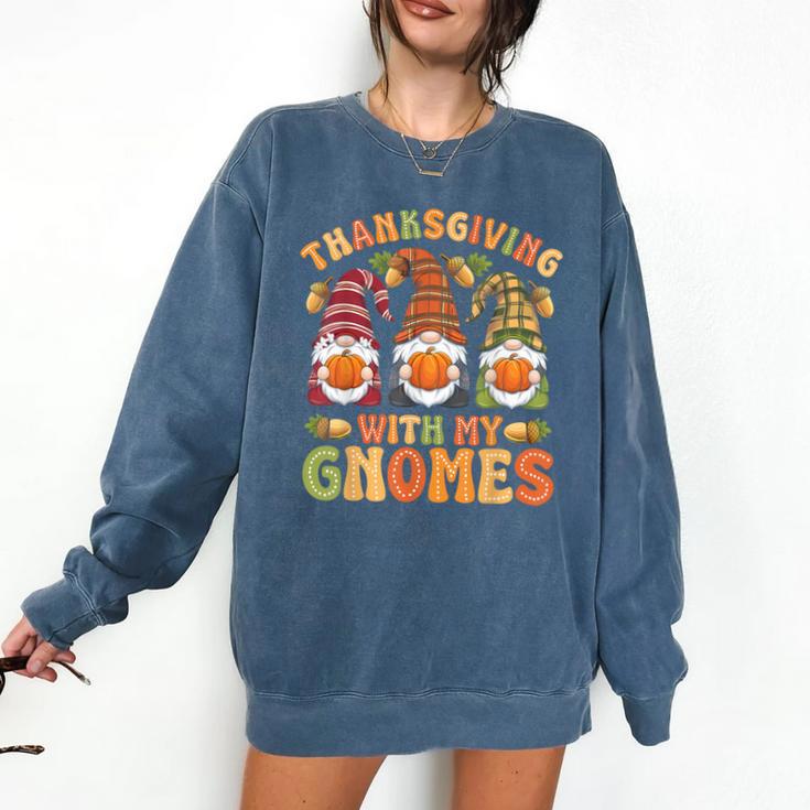 Groovy Thanksgiving With My Gnomie Women Teacher Fall Gnome Comfort Colors Sweatshirt Groovy Thanksgiving With My Gnomie Women Teacher Fall Gnome Comfort Colors Sweatshirt