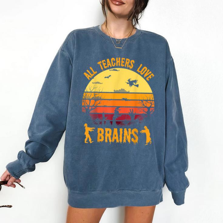 Halloween Costume Teacher Love Brains Zombie Comfort Colors Sweatshirt