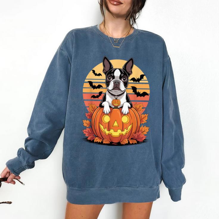 Halloween Retro Boston Terrier Comfort Colors Sweatshirt