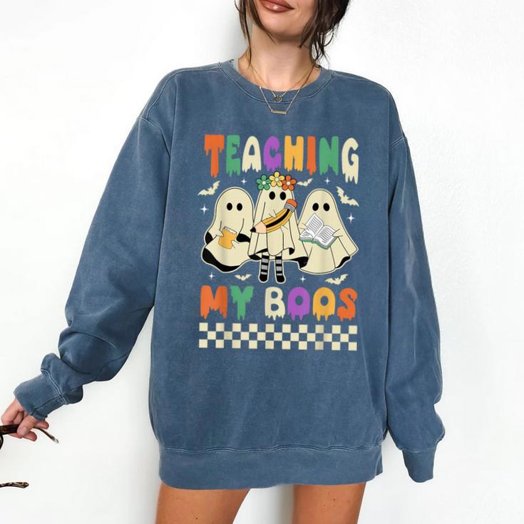 Halloween Teaching My Boos Cute Ghost Teacher Life Costume Comfort Colors Sweatshirt Halloween Teaching My Boos Cute Ghost Teacher Life Costume Comfort Colors Sweatshirt