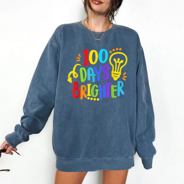 Happy 100th Day Of School 100 Days Brighter Girls Teacher Comfort Colors Sweatshirt