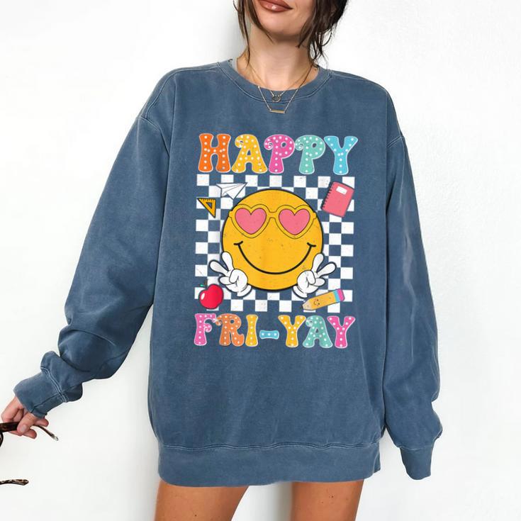 Happy Fri-Yay Groovy Teacher Friday Weekend Fri Yay Comfort Colors Sweatshirt