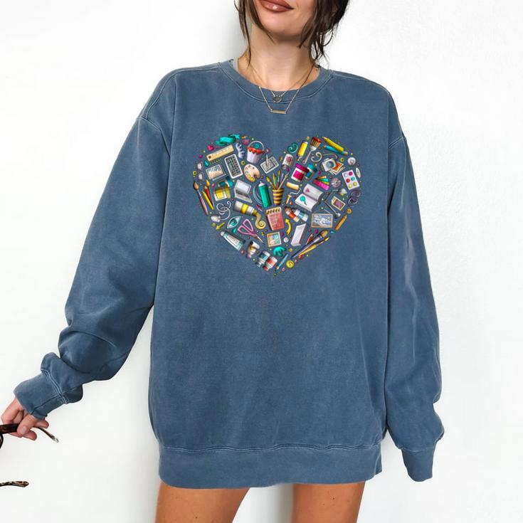 Heart Shape Art Teacher And Painting Sketching Artist Comfort Colors Sweatshirt