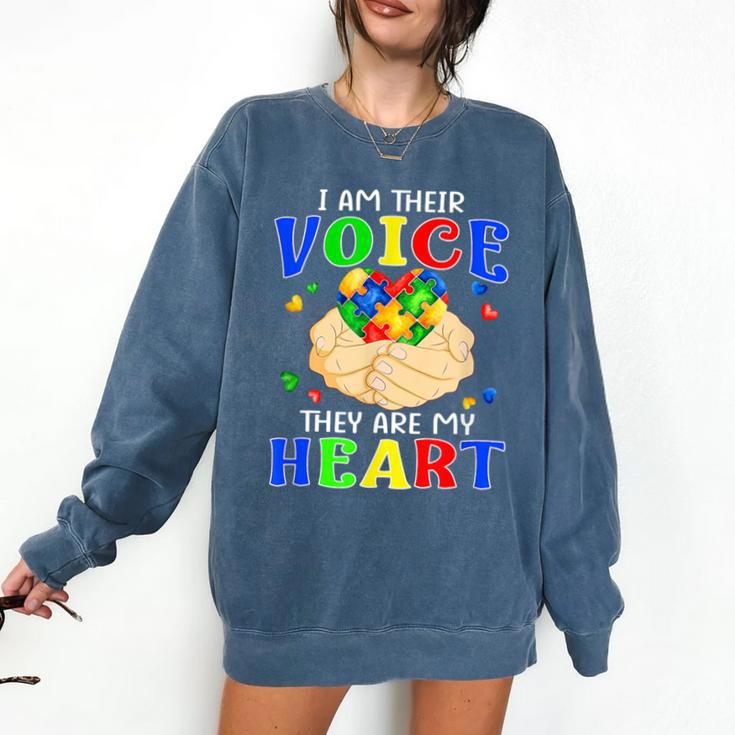 I Am Their Voice They Are My Heart Autism Awareness Teacher Comfort Colors Sweatshirt
